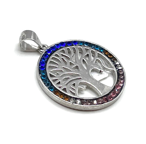 Sterling Silver Colored Tree of Life Pendant